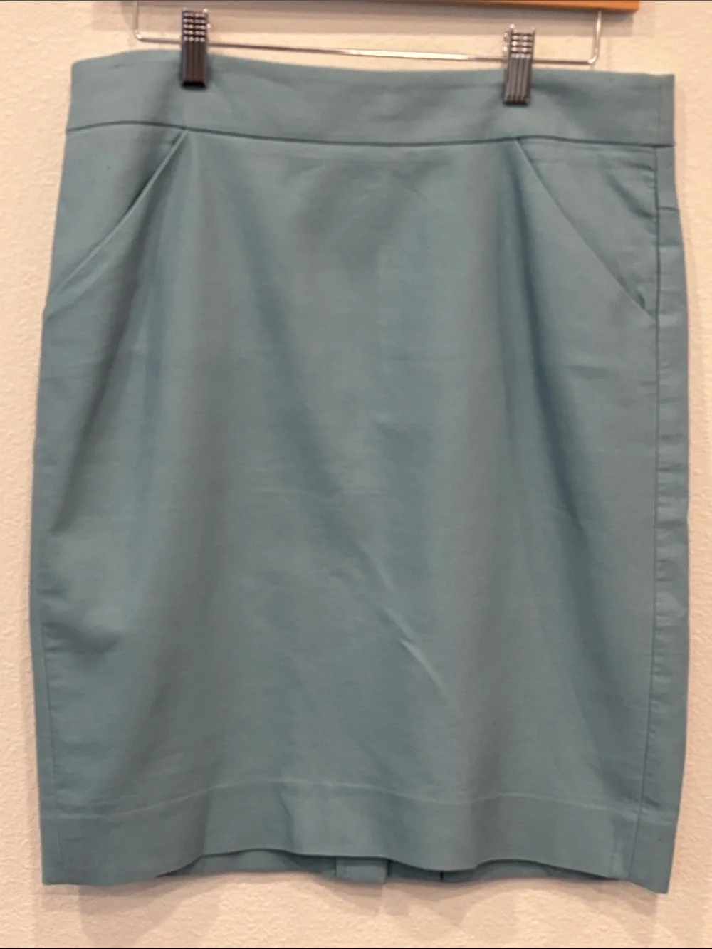 J. Crew Women’s 100% Cotton Teal Pencil Skirt - Sleek Workwear Size 8